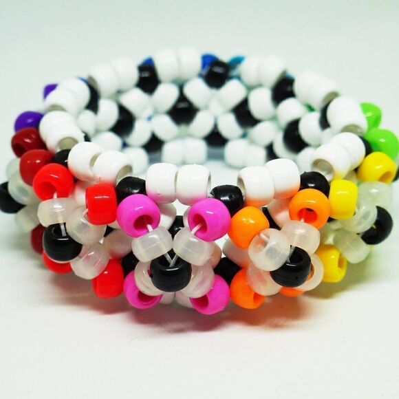 White Rainbow Glow in Dark Spider UFO 3D Cuff Kandi Bracelet - Picture 1 of 5